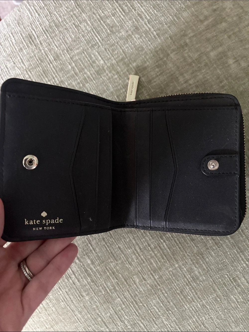 kate spade Black Saffiano Leather Zip Around Wallet